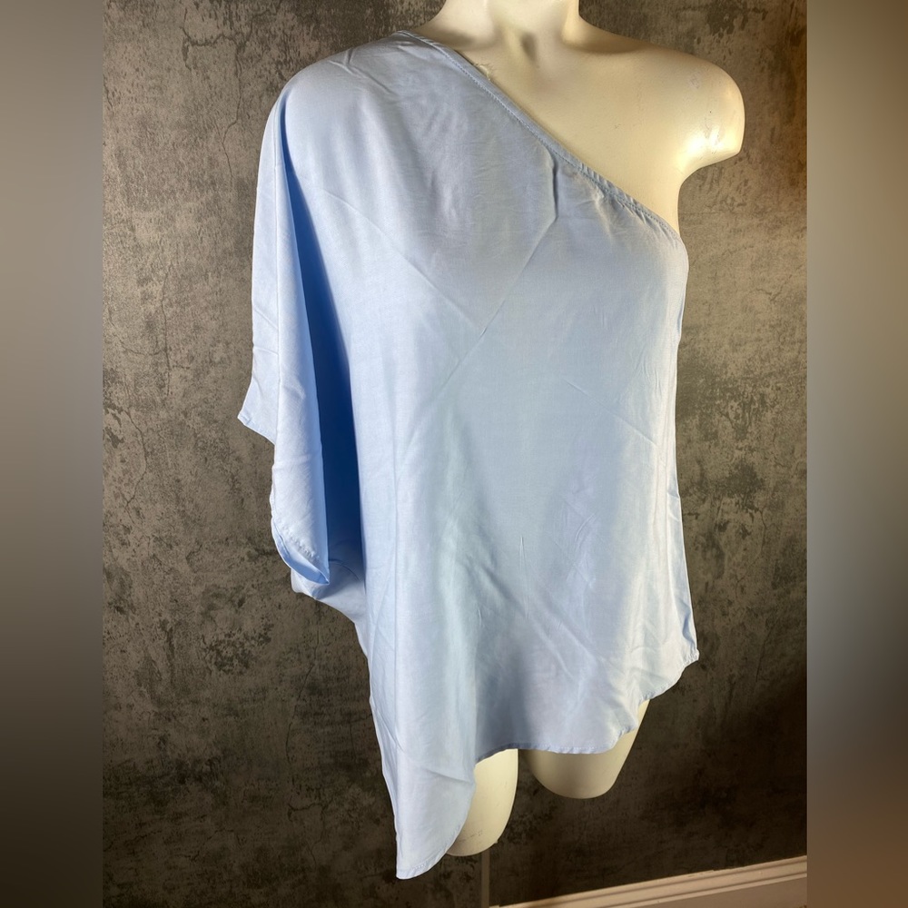 SHEIN Baby Blue Asymmetrical Blouse